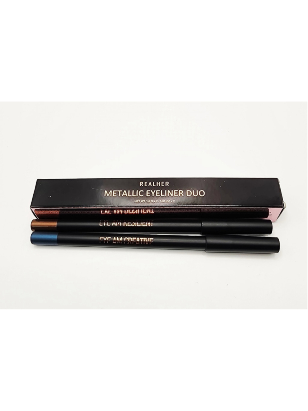 REALHER Metallic Eyeliner Duo Bronze & Teal Waterproof NIB